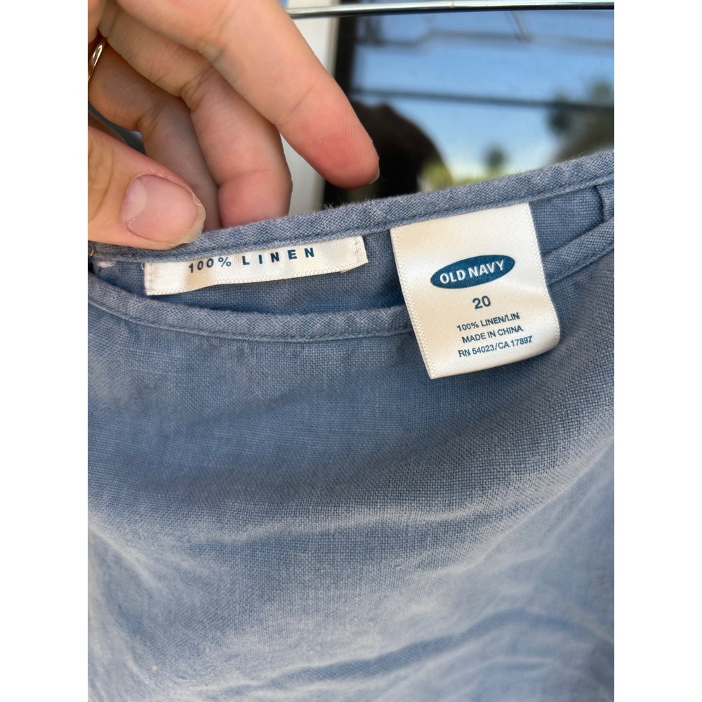 Old Navy Vintage 2003 Blue 100% Linen Pintuck Hem Midi Skirt Plus Sz 20 Cottage - Picture 2 of 9